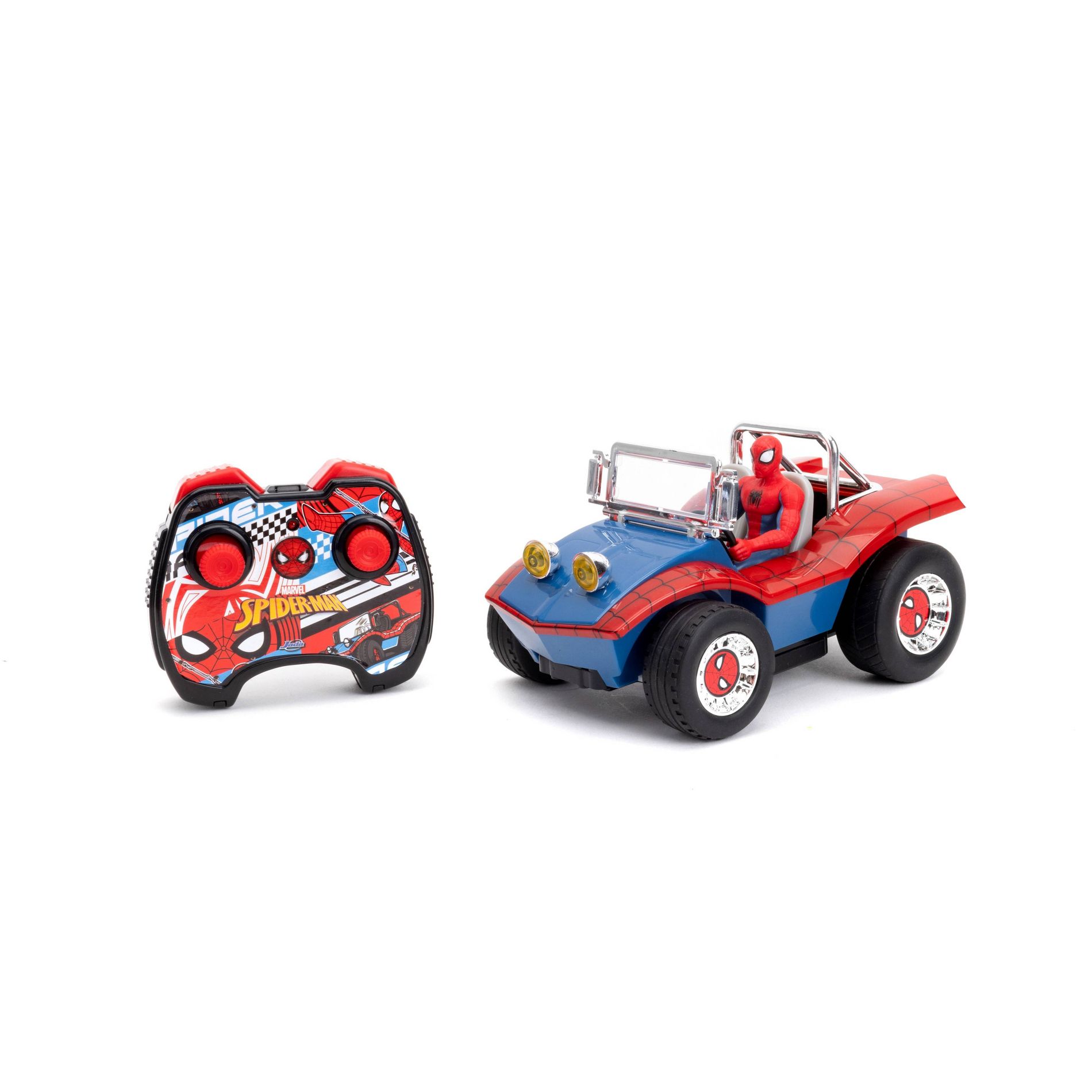Marvel Spider-Man RC Buggy: Remote Control Vehicle for Fine Motor Skills, Battery Powered Plastic Car, 2 Pieces
