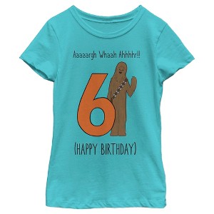 Girl's Star Wars Chewbacca Happy 6th Birthday T-Shirt - 1 of 4