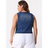 Agnes Orinda Women's Plus Washed Distressed V-Neck Sleeveless Denim Vest - 4 of 4