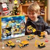 Aoibox Advent Calendar 2025 Set 24 Piece Construction Vehicle Toys with Play Mat Christmas Countdown Gift for Boys and Girls Yellow - 4 of 4