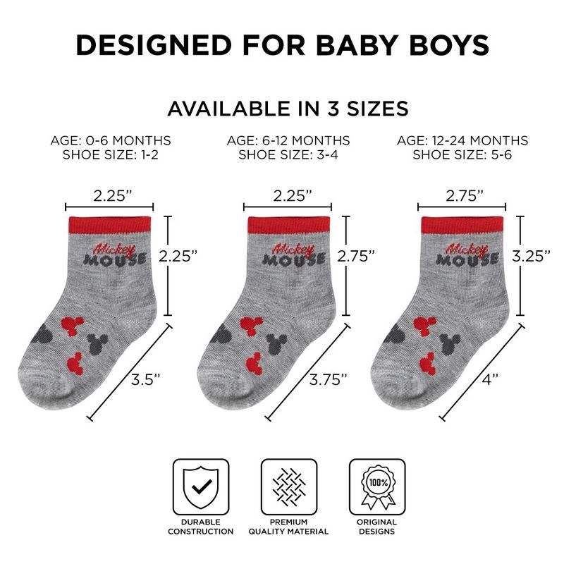 Mickey Mouse Baby Boy's 10-Pack Infant Socks, 0-24 Months (multicolor), 5 of 6