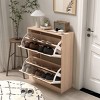 Syemin Shoe Racks Wooden Shoe Cabinet for Entryway, Freestanding Shoe Storage Organizer, Shoe Storage Cabinet for Entryance, Beige, 24.4"*9.45"*31.5" - 2 of 4