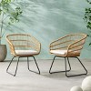 Rattan-Wrapped Patio Dining Chairs with Upholstered Cushions Arm Dining Chair with Metal Played Sled Legs-Tanpinhause - 3 of 4