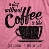 Womens A Day Without Coffee Is Like Just Kidding I Have No Idea T shirt Funny - Crazy Dog Women's T Shirt - 2 of 4