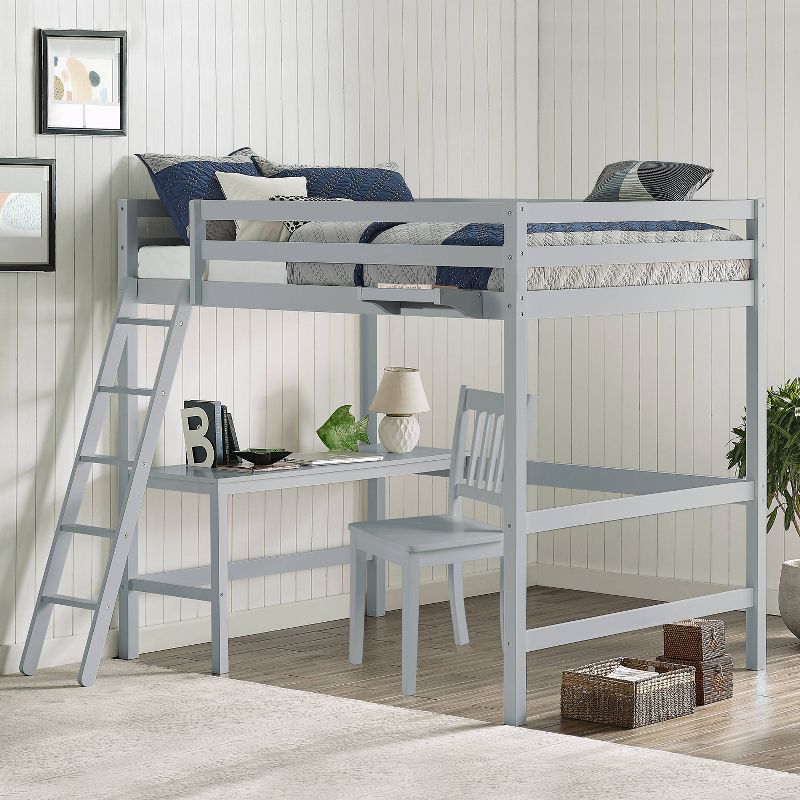 Full Caspian Kids&#39; Loft Bed with Chair and Hanging Nightstand Gray - Hillsdale Furniture, 3 of 10