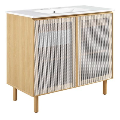 Modway Calla 36" Perforated Metal Bathroom Vanity