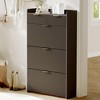Narrow Shoe Storage Cabinet with 3 Flip Drawers, With 2 Drawers, Freestanding Wooden Shoe Rack Cabinet Hidden for Entryway, Hallway - 3 of 4
