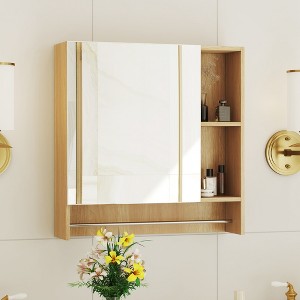 Akoasm Bathroom Medicine Wall Storage Cabinet With Towel Bar,Shelf - 1 of 4