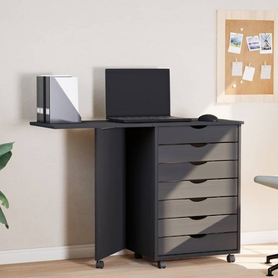 Rolling Cabinet MOSS Grey Solid pine wood, engineered wood, plasticvidaXL