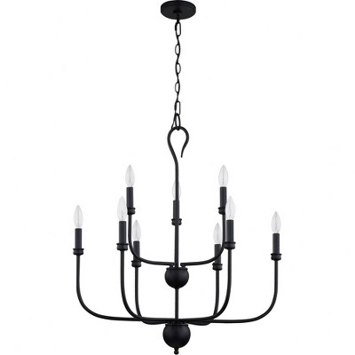 Blanche Matte Black 27" Steel 9-Light Chandelier