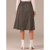 Allegra K Women's High Waist Solid Button Front A-Line Belted Corduroy Midi Skirt - 4 of 4