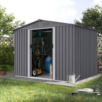 Maggift Deck Boxes,Garden Storage Haven,Sleek Charcoal Shed,Enhance Your Outdoor Storage with a Touch of Elegance,Gray,92.7"*67.5"*72.6"