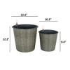 Gulches Stylish Round Self-Watering Wicker Planter - Grey - Size M (13.4"x13.4"x12.2") & Size S (10.2"x10.2"x9.4") - 4 of 4