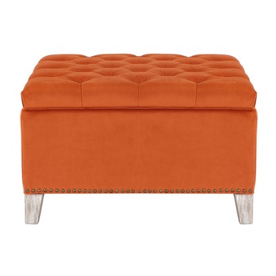WestinTrends Square Velvet Tufted Storage Ottoman for Living Room Bedroom