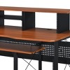 PAGED Computer Desk Modern Music Desk with Open Storage Shelves, Keyboard Tray and Hooks for Work - 2 of 4