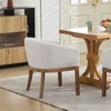 Akoasm Modern Upholstered Barrel Dining Chairs with Arms & Natural Hardwood Frame-Beige - 2 of 4