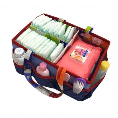 Multicolor Cotton Percale Nursery Storage Caddy with Pockets