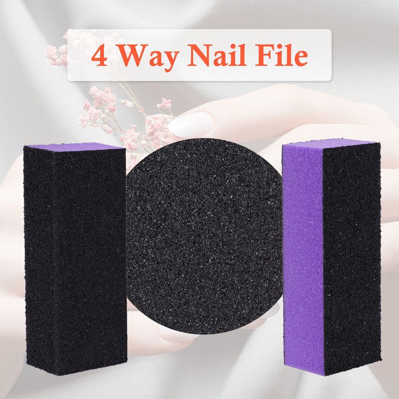 Unique Bargains 4 Way Nail File Art Shiner Polish Buffer Buffing Block  Black Purple 2 Pcs, 3 of 7