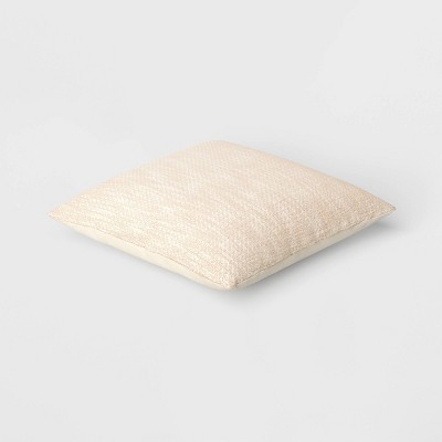 Khaki Textured Woven Cotton Square Throw Pillow
