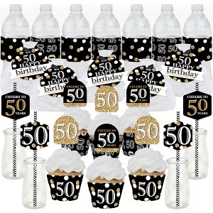 Big Dot of Happiness Adult 50th Birthday - Gold - Birthday Party Favors and Cupcake Kit - Fabulous Favor Party Pack - 100 Pieces - 1 of 4
