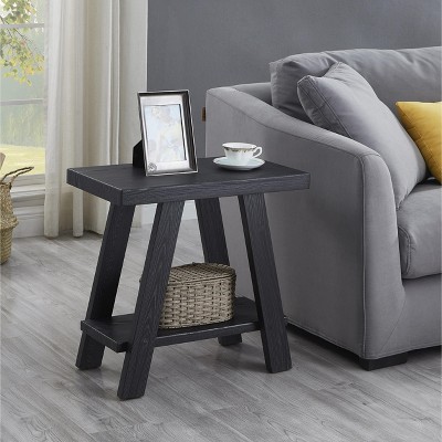 VYNXARIA Contemporary Wood Shelf Side Table in Black Finish