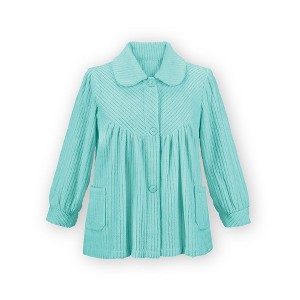 Collections Etc Soft Fleece Button Down Night Shirt with Pockets - Comfy Flattering Fit Over Pajamas or Nightgown - 1 of 4