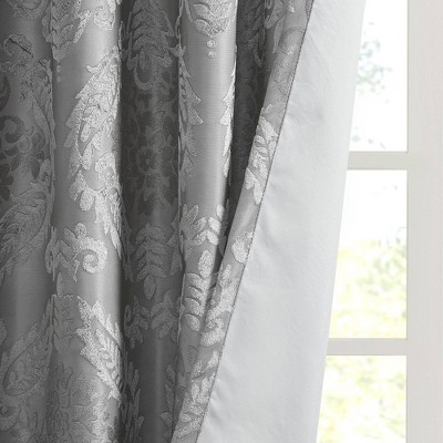 Gray Paisley Total Blackout Grommet Curtain Panel