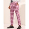 Lars Amadeus Men's Slim Fit Flat Front Zipper Checked Pattern Trousers - 2 of 4