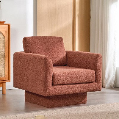 Zeus & Ruta 30" W Round Modern Accent Chair Fabric Armchair