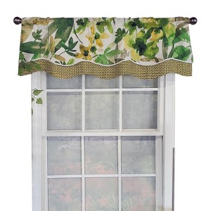 RLF Home Jungla Trimmed Glory 100% Cotton with Fully Lined 3" Rod Pocket Valnance for Windows 50" x 16" Forest - 1 of 4