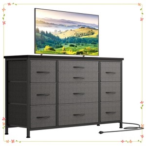 Jojoka Dresser TV Stand, Wide Entertainment Center with 10 Drawers for 55” TV,  Waterproof Wood Top - 1 of 4