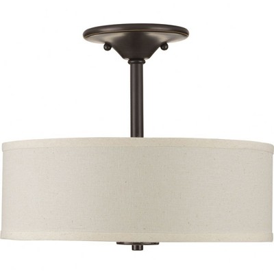 Brushed Nickel Glass Drum Semi-Flush Ceiling Light