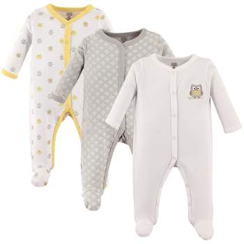 Luvable Friends Baby Snap Cotton Sleep and Play 3pk, Owl
