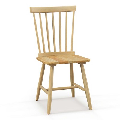 Natural Rubber Wood High Back Windsor Side Chairs