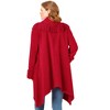 Woman Within Women's Plus Size Fringed Shawl Collar Fleece Jacket - 3 of 4