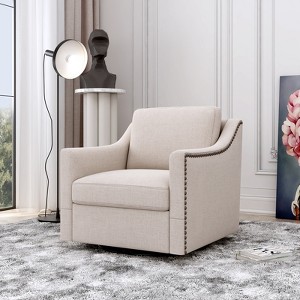 360 Degree Swivel Armchair Cotton linen skin-friendly fabric Ergonomic design - 1 of 4