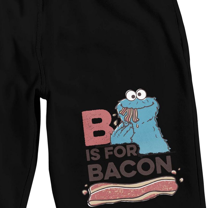 Sesame Street B Is For Bacon Men's Black Sleep Pajama Shorts, 2 of 4