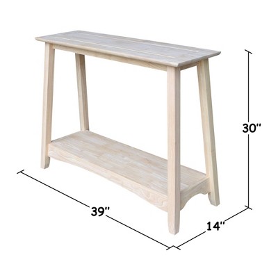 Customizable Solid Parawood Shaker Console Table with Storage Shelf
