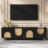 69.6" Modern TV Stand with Arched Doors & Solid Wood Legs, Fits 75 Inch TV for Living Room-3irtyhousy - 2 of 4