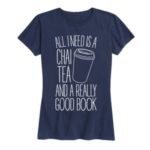 Women's - Instant Message - Chai Tea Good Book Short Sleeve Graphic T-Shirt - 1 of 4