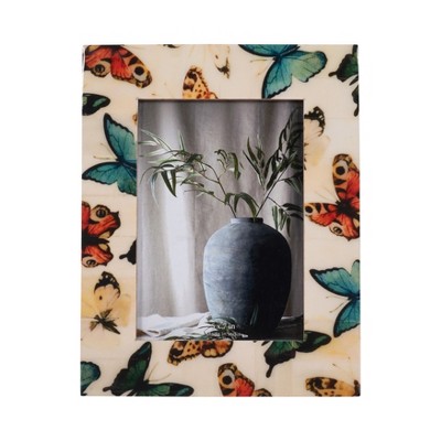 Boho Butterfly Picture Frame - Handcrafted Wood & Resin Photo Frame - Vintage Glam Decor for Living Room, Bedroom, Office