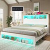 AMERLIFE Bed Frame with Bookcase Storage Headboard, LED Light and Charging Station - 3 of 3