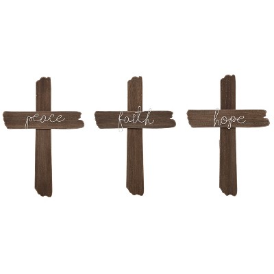 Transpac Rustic Cross Decor Set of 3 Multicolored MDF Wall Art Home Decorations for Spring Gift Giving