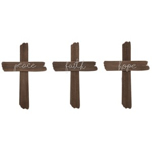 Transpac Rustic Cross Decor Set of 3 Multicolored MDF Wall Art Home Decorations for Spring Gift Giving - 1 of 2