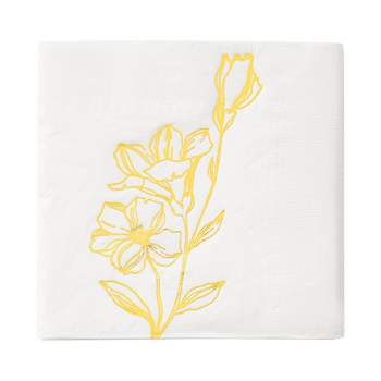 Smarty Had A Party White with Gold Antique Floral Paper Beverage/Cocktail Napkins (600 Napkins)