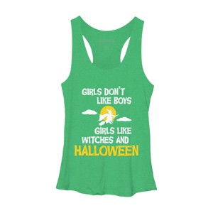 Women's Design By Humans Girls like Halloween By OffensiveFun Racerback Tank Top - 1 of 3