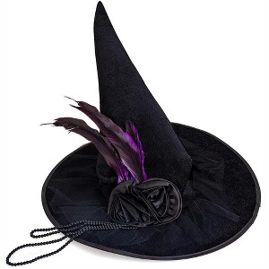 Skeleteen Women's Deluxe Pointed Witch Hat Costume Accessory - Black - 1 of 4