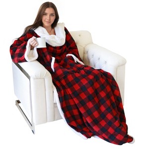 Catalonia Women Men Wearable Fleece Blanket Snuggie Robe for Adult Super Soft Warm Plush Fleece Lining TV Throws Wrap Blanket Cozy Gift for Woman Man - 1 of 4