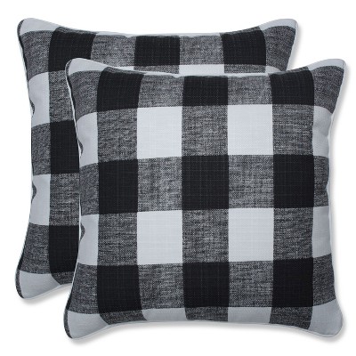 18.5" 2pk Anderson Throw Pillows Black - Pillow Perfect: Weather-Resistant, Textured, Modern Farmhouse Decor