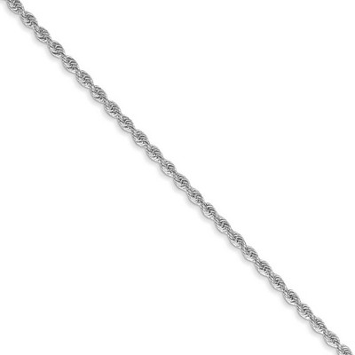 Black Bow Jewelry 1.5mm, 14k White Gold, Handmade D/C Solid Rope Chain Necklace